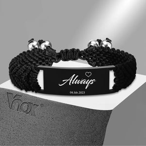 Men's ID Bracelet, Handmade Braided Rope Chain Wristband