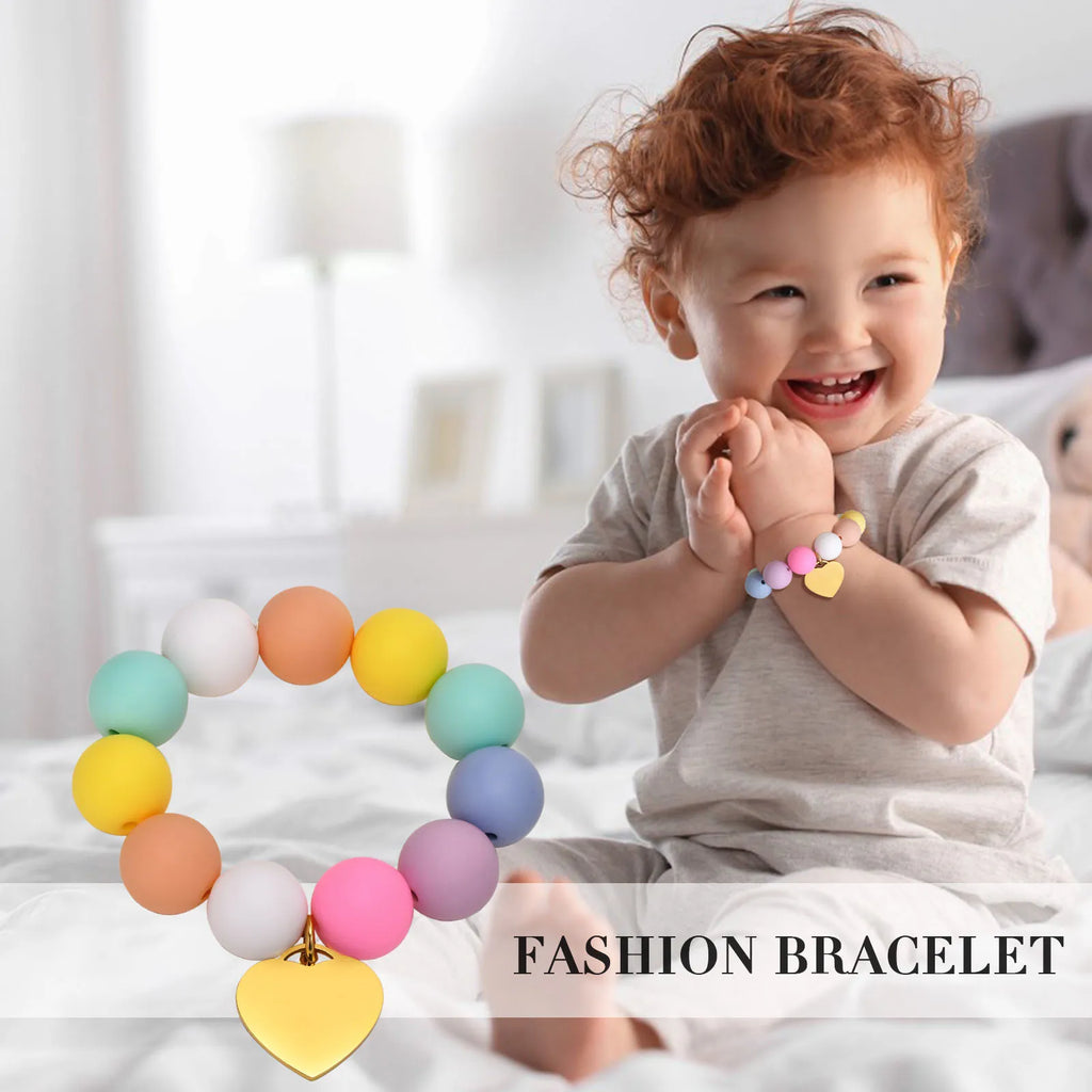 Coin Charm Bracelets for Kids, Pink Beads Bracelets