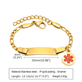 Kids Medical Alert ID Bracelet, Stainless Steel Children Jewelry
