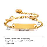 Engraved Newborn Bracelet, Stainless Steel Bangle with Cross Charm