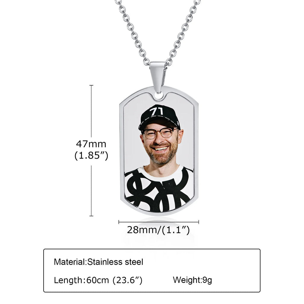 Custom Photos Dog Tag Necklace Stainless Steel Personalized Collar