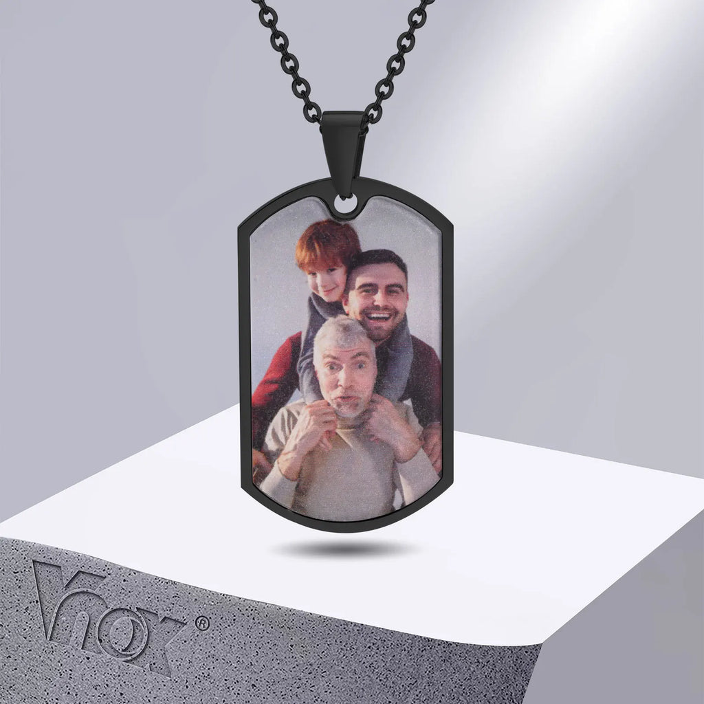 Custom Photos Dog Tag Necklace Stainless Steel Personalized Collar