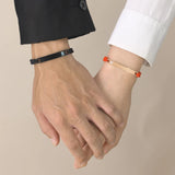 Stainless Steel ID Couple Bracelet, Adjustable Braided Rope Chain BFF Gift