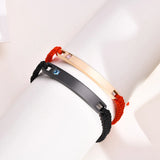 Stainless Steel ID Couple Bracelet, Adjustable Braided Rope Chain BFF Gift