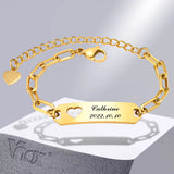 Heart Flower Charm Bracelet for Kids, Stainless Steel, Gift for Baby