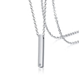 Engraving Couple Necklace Stainless Steel ID Tag Bar Pendant