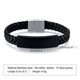 Engraved Leather Cuff Bracelet for Men, Gift for Him