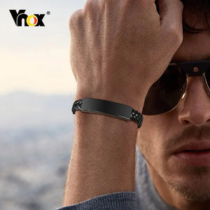 Engraved Leather Cuff Bracelet for Men, Gift for Him