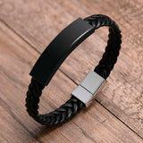Engraved Leather Cuff Bracelet for Men, Gift for Him