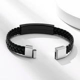 Engraved Leather Cuff Bracelet for Men, Gift for Him