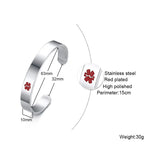 Engraving Cuff Bangle Medical Alert ID Bracelet