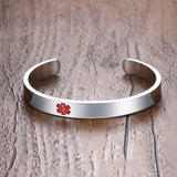 Engraving Cuff Bangle Medical Alert ID Bracelet