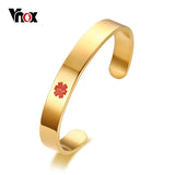 Engraving Cuff Bangle Medical Alert ID Bracelet