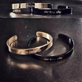 Engraved Stainless Steel Couple Cuff Bracelets