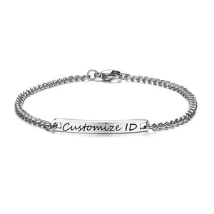 Engraved Couple Promise Bracelet Stainless Steel ID Bracelets for Women Men