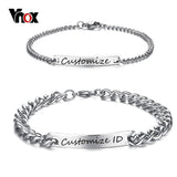 Engraved Couple Promise Bracelet Stainless Steel ID Bracelets for Women Men