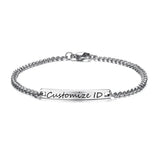 Engraved Couple Promise Bracelet Stainless Steel ID Bracelets for Women Men