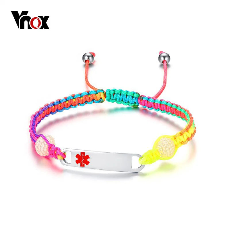 Engraving Girl Children Medical Bracelets Stainless Steel ID Jewelry