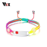 Engraving Girl Children Medical Bracelets Stainless Steel ID Jewelry