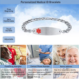 Engraved Medical Bracelet Stainless Steel Chain ID Bangle