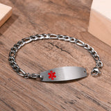 Engraved Medical Bracelet Stainless Steel Chain ID Bangle