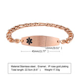 Engraved Medical Bracelet Stainless Steel Chain ID Bangle