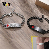12mm Stainless Steel Medical Bracelet for Men - Rod of Asclepius Cross Symbol