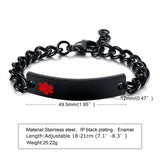 12mm Stainless Steel Medical Bracelet for Men - Rod of Asclepius Cross Symbol
