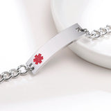 12mm Stainless Steel Medical Bracelet for Men - Rod of Asclepius Cross Symbol