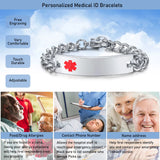 12mm Stainless Steel Medical Bracelet for Men - Rod of Asclepius Cross Symbol