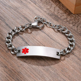 12mm Stainless Steel Medical Bracelet for Men - Rod of Asclepius Cross Symbol