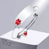 Engraved Medical Bracelet Stainless Steel Cuff, Custom Disease Phone Number