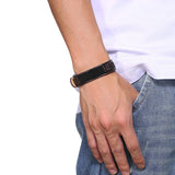 Customize Men's Bracelet 16mm Leather Band & Stainless Steel ID Bar