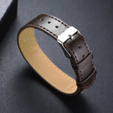 Customize Men's Bracelet 16mm Leather Band & Stainless Steel ID Bar