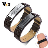Customize Men's Bracelet 16mm Leather Band & Stainless Steel ID Bar