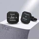 Personalized Black Stainless Steel Cufflinks for Men
