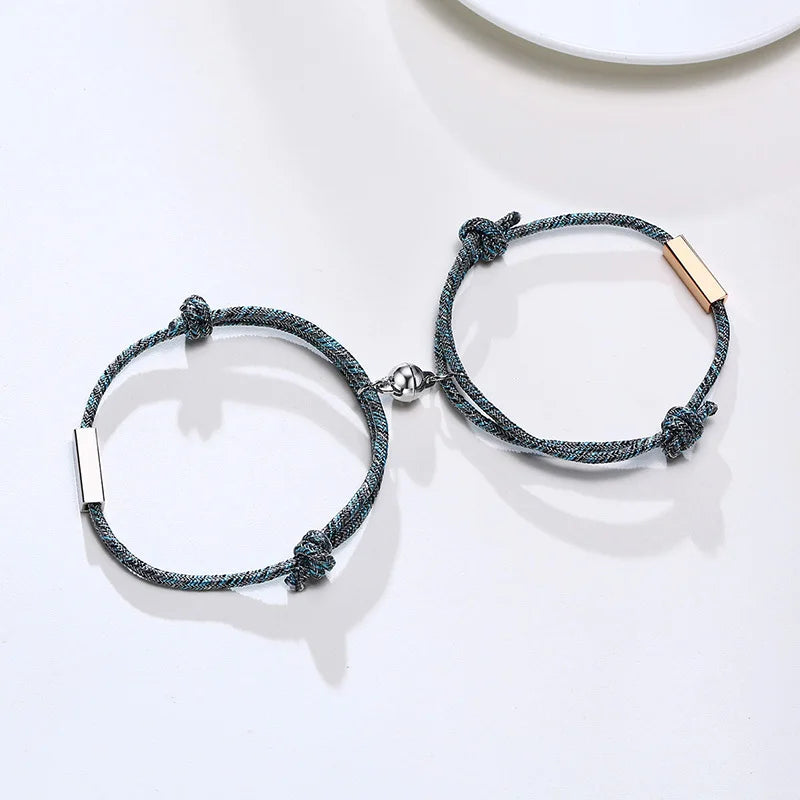 Personalized Engrave 2Pcs Couple Bracelets - Friendship Rope Braided