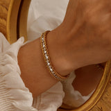 CZ Stones Bracelet Women,Gold Plated Ball Chain Bracelet
