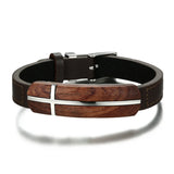 Men's Rosewood Leather Bracelet with Watch Clasp