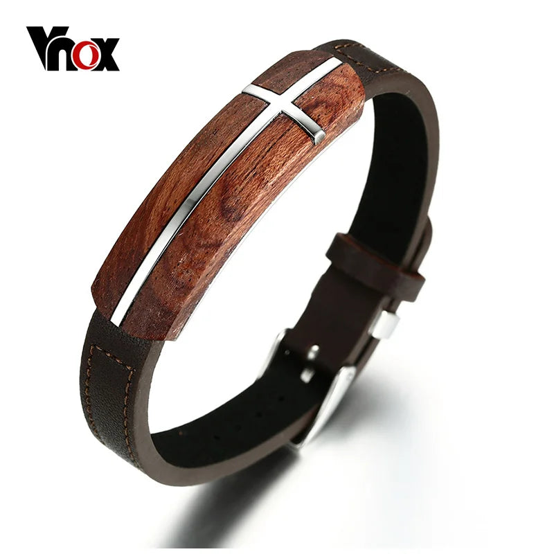 Men's Rosewood Leather Bracelet with Watch Clasp