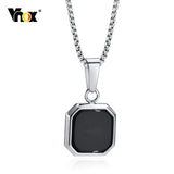 Geometric Stone Pendant for Men, Square Natural Stone Necklace