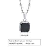 Geometric Stone Pendant for Men, Square Natural Stone Necklace