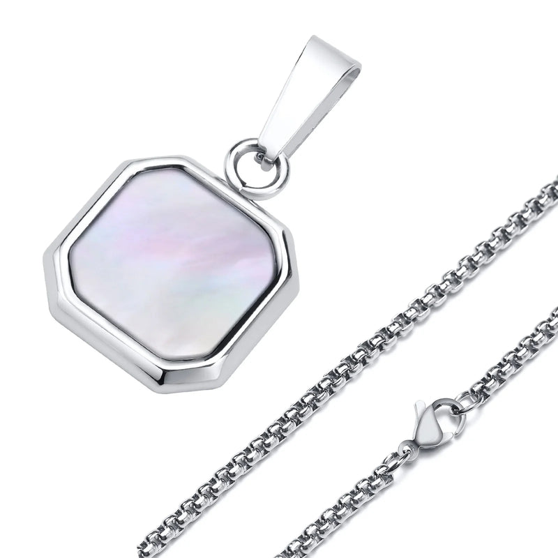 Geometric Shell Pendant Necklace for Men, Casual Male Boy Neck Collar