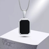 Geometric Necklace Men Stainless Steel Square Pendant Box Chain Sport Boy Collar