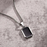 Geometric Necklace Men Stainless Steel Square Pendant Box Chain Sport Boy Collar