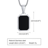 Geometric Necklace Men Stainless Steel Square Pendant Box Chain Sport Boy Collar