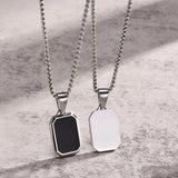 Geometric Necklace Men Stainless Steel Square Pendant Box Chain Sport Boy Collar