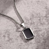 Geometric Necklace Men Stainless Steel Square Pendant Box Chain Sport Boy Collar