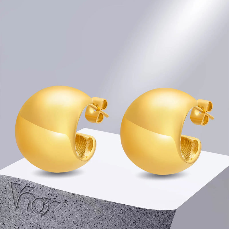 Stainless Steel Hoop Earrings for Women, C Shaped Ear Jewelry