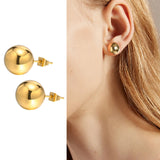 Stainless Steel 12MM Ball Stud Earrings for Women Jewelry